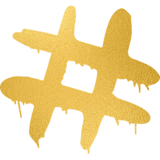 Zu sehen ist ein stilisiertes, handgemaltes, gelbes Doppelkreuz.